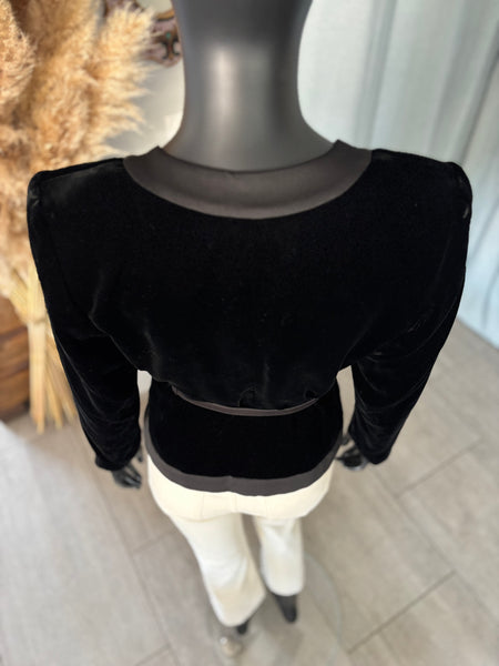 Veste bi-matières ceinturée