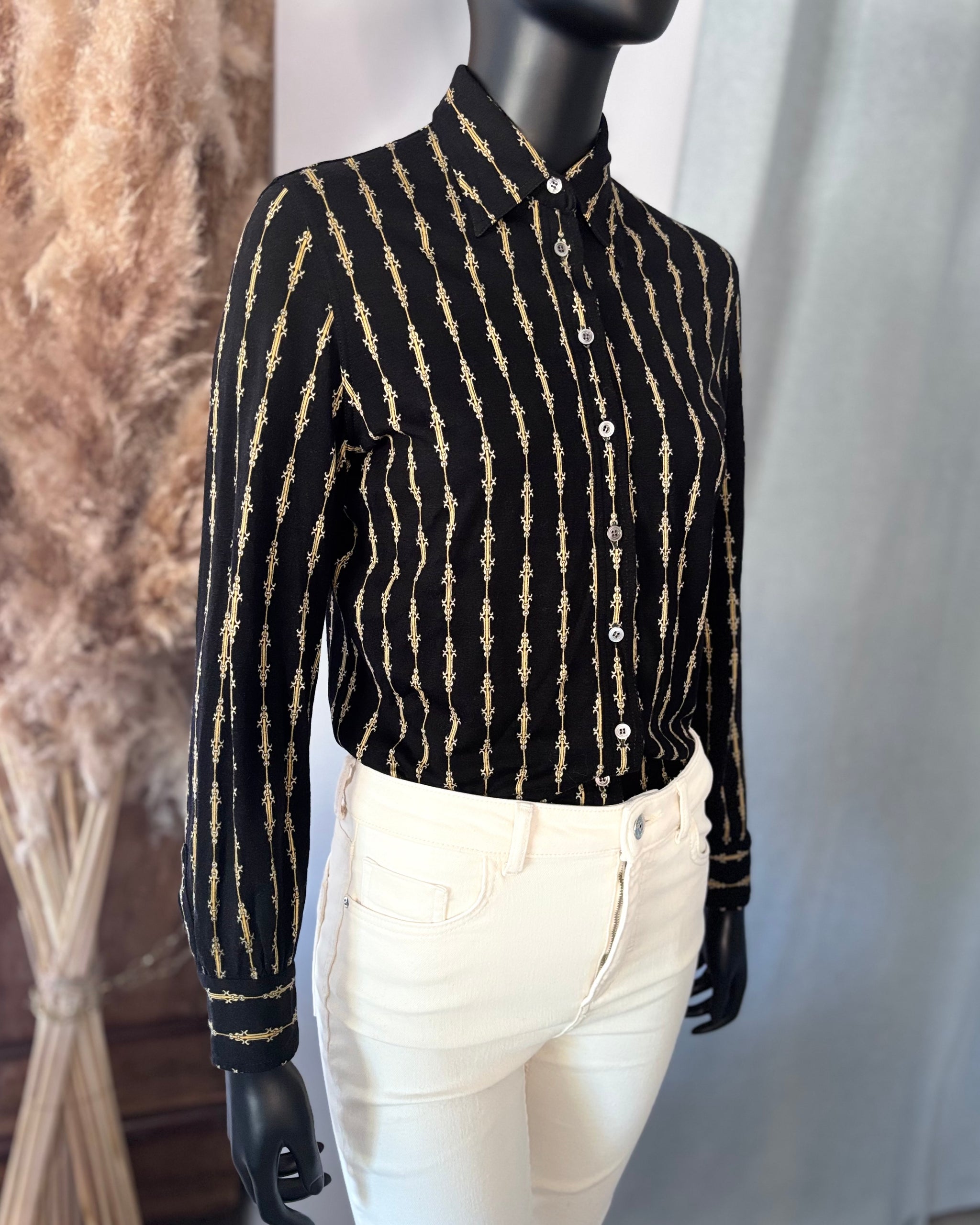Haut Vintage Brodé Et Paillettes Noir - Taille M, En Viscose - Occasion Très Bon état