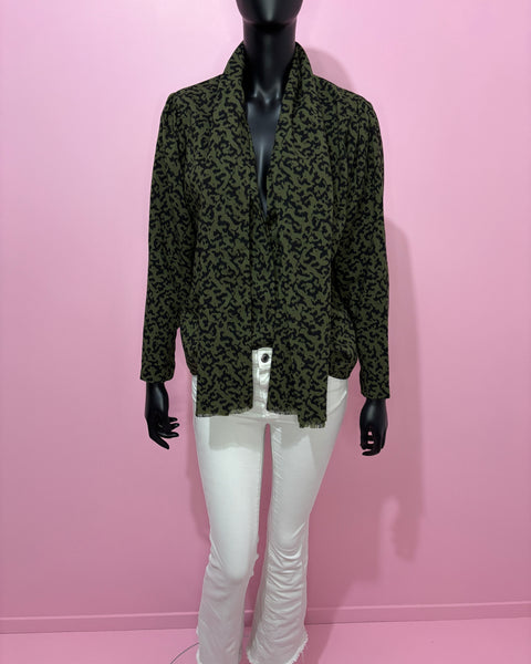 Chemisier léopard kaki