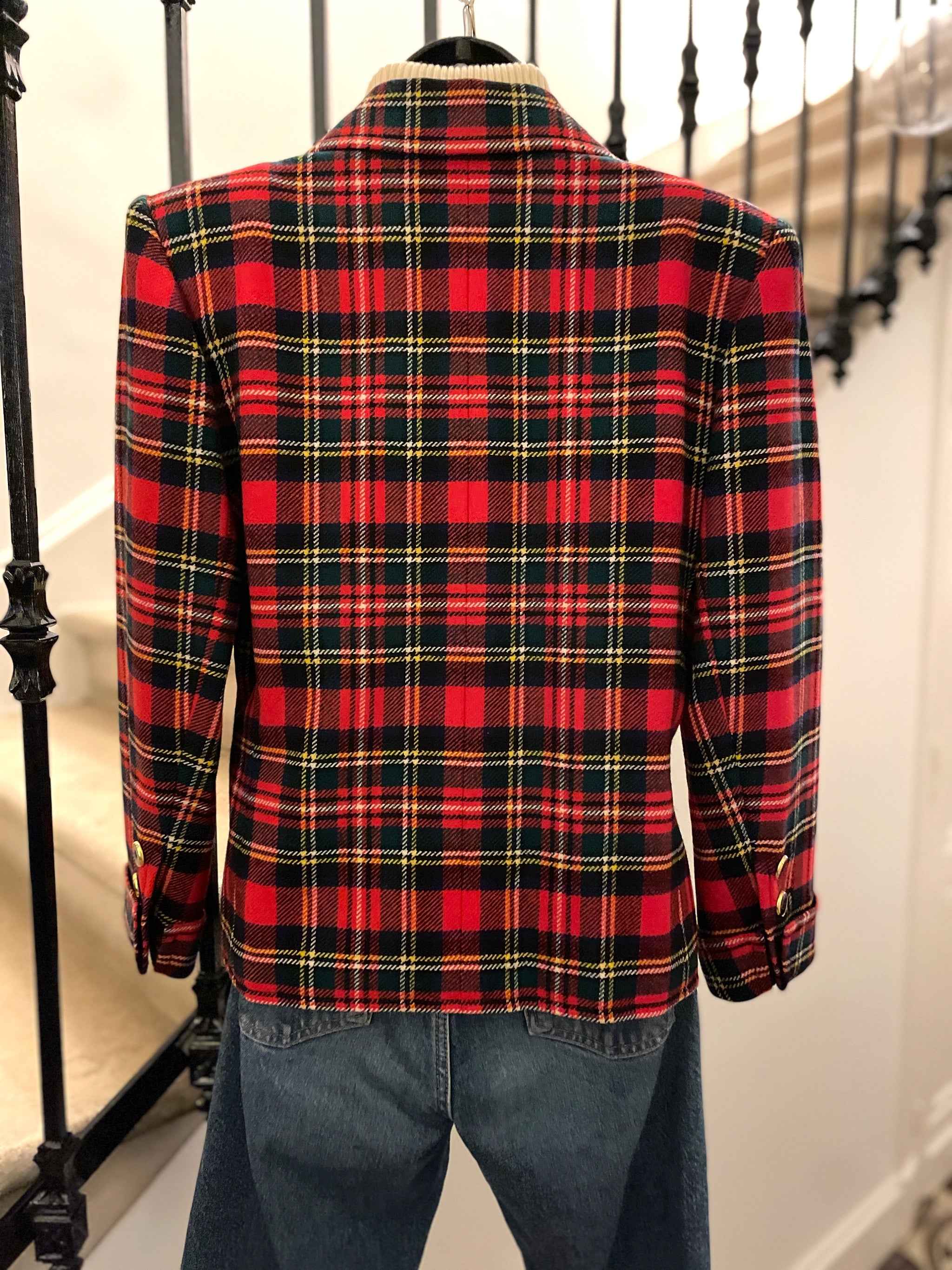 Veste Blazer Vintage Années 70 En Tartan - Marque Capital - Taille M - Occasion Très Bon état