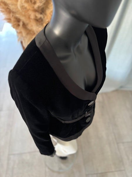 Veste bi-matières ceinturée