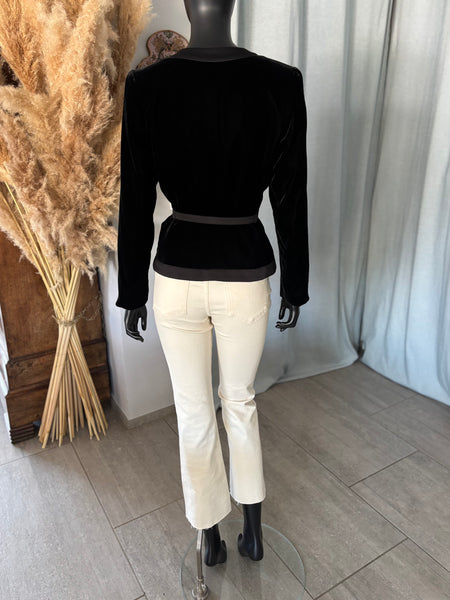 Veste bi-matières ceinturée