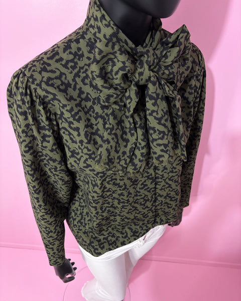 Chemisier léopard kaki