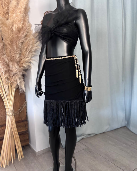 Jupe Drapée et Frangée