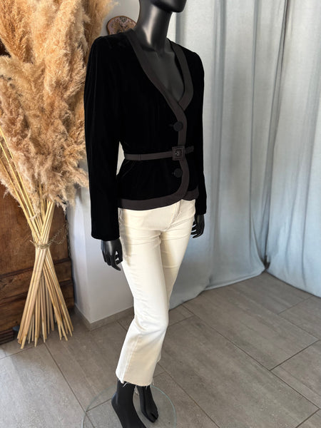 Veste bi-matières ceinturée