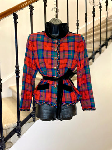 Veste tartan et velours