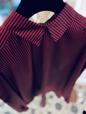 Burgundy and black striped blouse