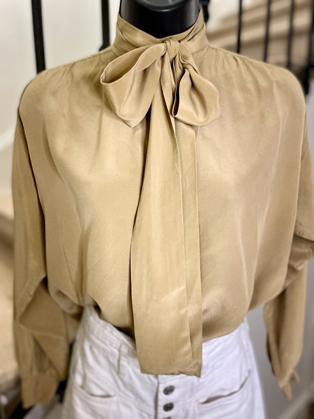 Cappuccino blouse with bow tie