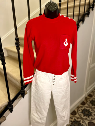 Red and white sailor sweater