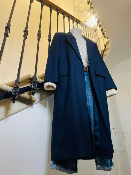 Manteau long bleu marine