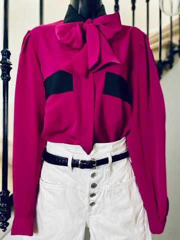 Fuchsia and black blouse
