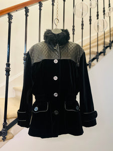 Black bi-material coat / parka