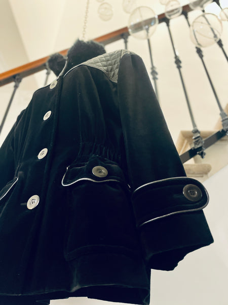 Black bi-material coat / parka