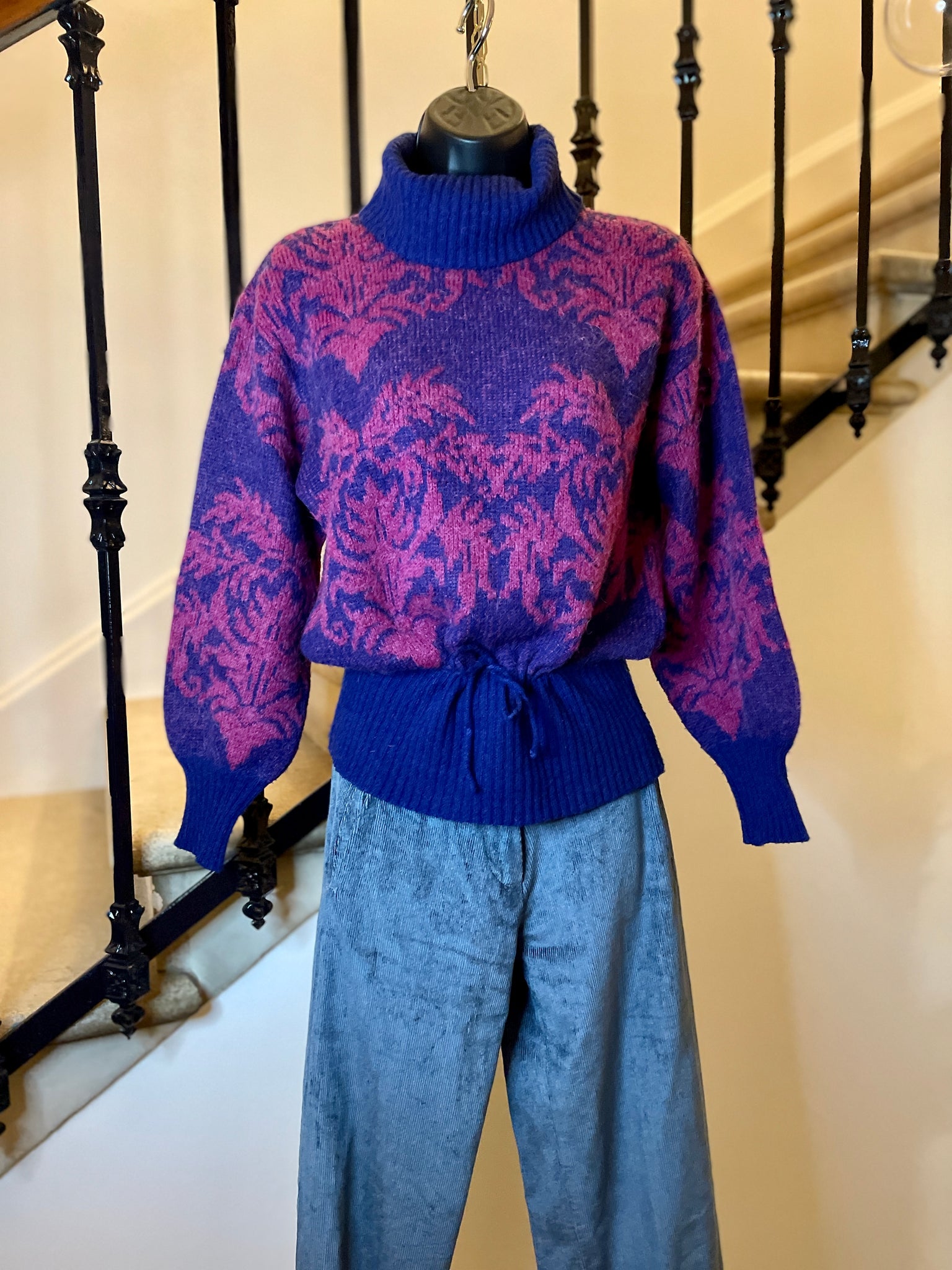 Purple and fuchsia turtleneck sweater
