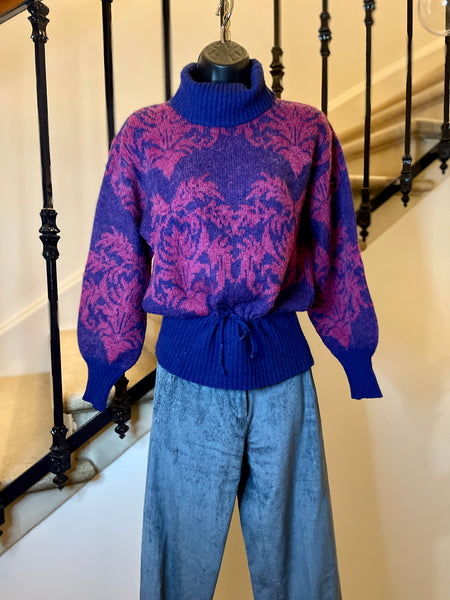 Purple and fuchsia turtleneck sweater