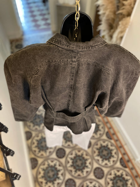 Denim jacket with studs