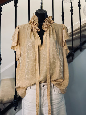 Blouse col pierrot avec nouettes UPCYCLÉE