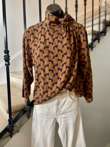 Blouse en soie imprimé graphique