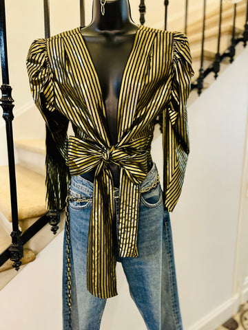 Top cache-coeur doré et noir