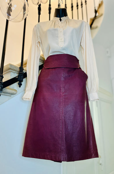 Burgundy leather skirt