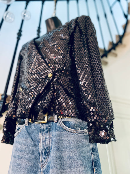 Crossover jacket with sequins