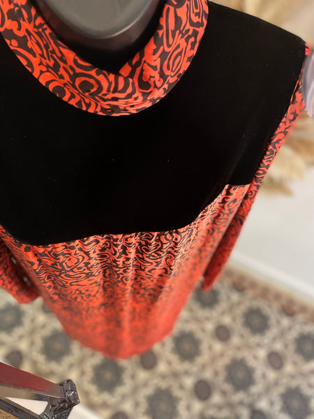 Silk and velvet dress